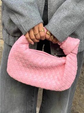 Pink Woven Shoulder Bag - Stylish Everyday Carry
